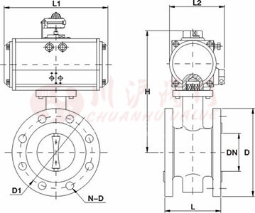 氣動襯膠法蘭蝶閥結(jié)構(gòu)圖