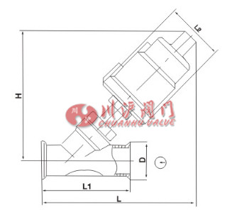 氣動角座閥不銹鋼結構圖