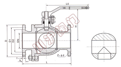 L型三通球閥 結構圖